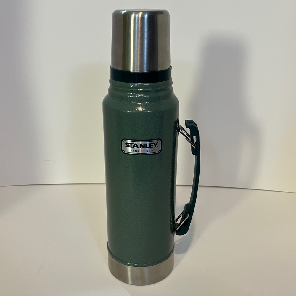 Stanley Green and Silver Thermos